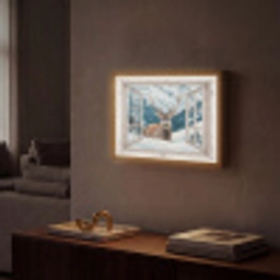 Hert - Winterlandschap - Natuur - Dieren - Doorkijk - Bergen Light Box met batterij (Wandlamp) middel -sfeer1