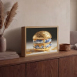 Delftsblauw - Goud - Burger Light Box met batterij (Wandlamp) middel -sfeer2