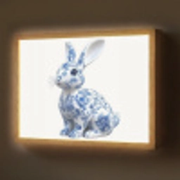 Delftsblauw - Haasje - Wit Light Box met batterij (Wandlamp) middel -z3d_website