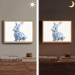 Delftsblauw - Haasje - Wit Light Box met batterij (Wandlamp) middel -sfeer3