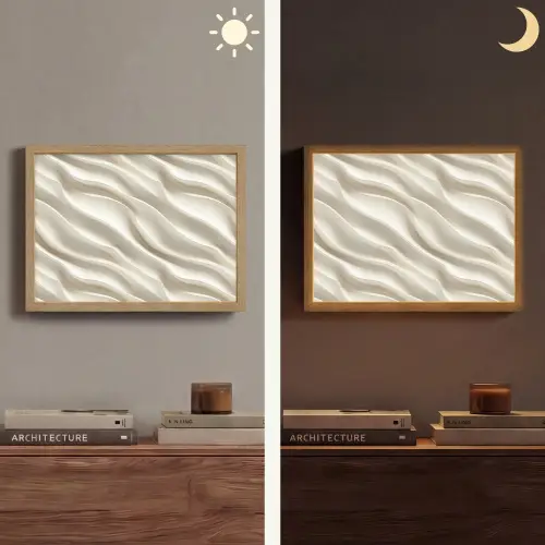 Diagonaal - Golven - Crème Light Box met batterij (Wandlamp) middel 907 -sfeer3