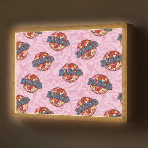 Disco - Bal - Patroon - Roze Light Box met batterij (Wandlamp) middel 907 -z3d_website