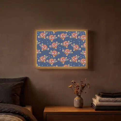 Disco - Blauw - Patroon Light Box met batterij (Wandlamp) middel 907 -sfeer4