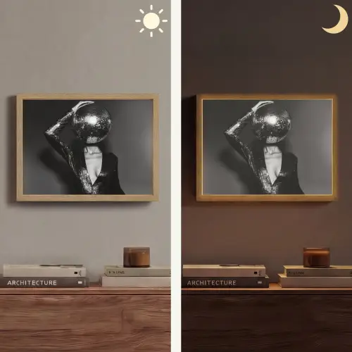 Discobal - Gezicht - Glamour - Zwart Light Box met batterij (Wandlamp) middel -sfeer3