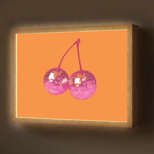 Discoballen - Kers - Spiegels - Roze Light Box met batterij (Wandlamp) middel -z3d_website