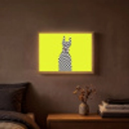 Dobermann - Geblokt - Geel Light Box met batterij (Wandlamp) middel -sfeer4