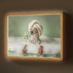 Hond - Bad - Champagne - Handdoek Light Box met batterij (Wandlamp) middel -z3d_website