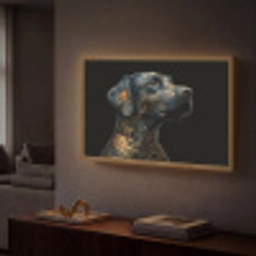 Hond - Zwart - Bloemen Light Box met batterij (Wandlamp) middel -sfeer1