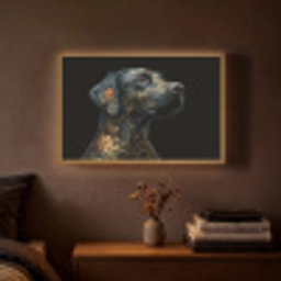 Hond - Zwart - Bloemen Light Box met batterij (Wandlamp) middel -sfeer4