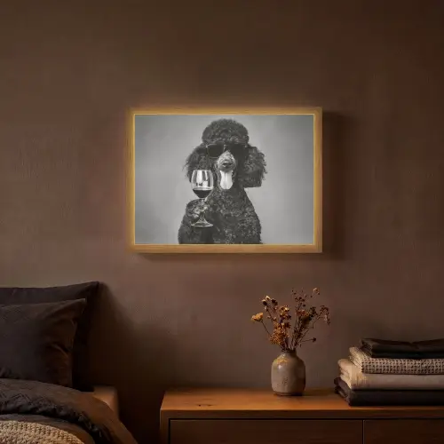 Hond - Krullen - Zonnebril - Wijn Light Box met batterij (Wandlamp) middel -sfeer4
