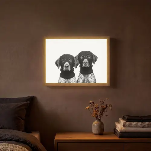 Honden - Bivakmuts - Zwart - wit Light Box met batterij (Wandlamp) middel -sfeer4