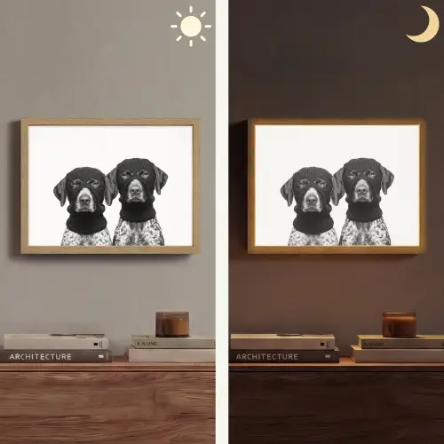 Honden - Bivakmuts - Zwart - wit Light Box met batterij (Wandlamp) middel -sfeer3