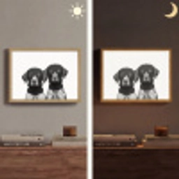 Honden - Bivakmuts - Zwart - wit Light Box met batterij (Wandlamp) middel -sfeer3