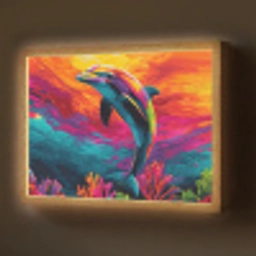 Dolfijn - Kleurrijk - Oceaan - Koraal Light Box met batterij (Wandlamp) middel -z3d_website