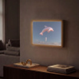 Dolfijn - Roze - Astronaut Light Box met batterij (Wandlamp) middel -sfeer1