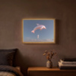 Dolfijn - Roze - Astronaut Light Box met batterij (Wandlamp) middel -sfeer4