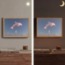 Dolfijn - Roze - Astronaut Light Box met batterij (Wandlamp) middel -sfeer3