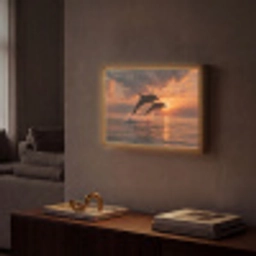 Dolfijnen - Zee - Realistisch Light Box met batterij (Wandlamp) middel -sfeer1