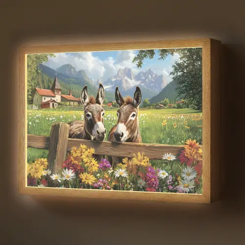 Ezels - Bloemen - Zomers Light Box met batterij (Wandlamp) middel -z3d_website