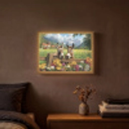 Ezels - Bloemen - Zomers Light Box met batterij (Wandlamp) middel -sfeer4