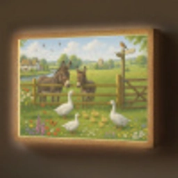 Ezels - Ganzen - Kleurrijk Light Box met batterij (Wandlamp) middel -z3d_website