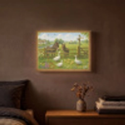 Ezels - Ganzen - Kleurrijk Light Box met batterij (Wandlamp) middel -sfeer4