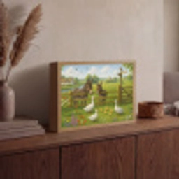 Ezels - Ganzen - Kleurrijk Light Box met batterij (Wandlamp) middel -sfeer2