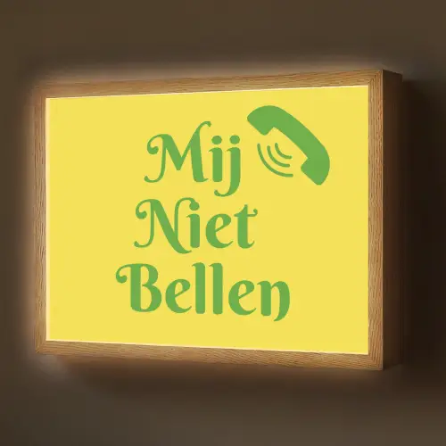 Mij niet bellen - Telefoon - Geel Light Box met batterij (Wandlamp) middel -z3d_website