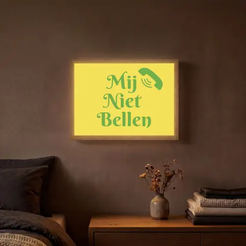 Mij niet bellen - Telefoon - Geel Light Box met batterij (Wandlamp) middel -sfeer4