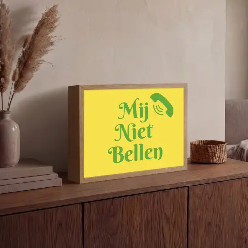 Mij niet bellen - Telefoon - Geel Light Box met batterij (Wandlamp) middel -sfeer2