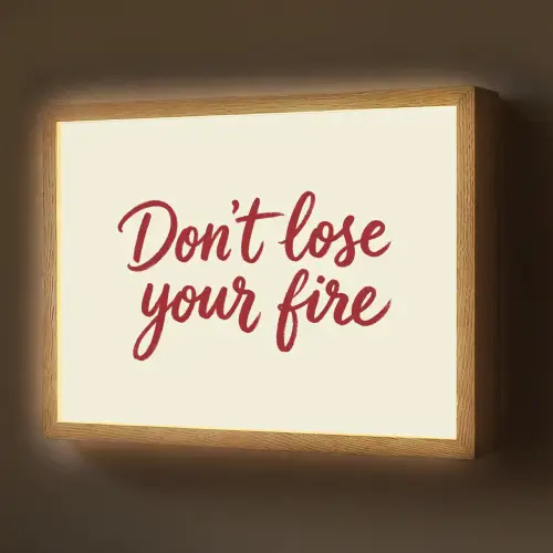 Don't lose your fire - Rood - Wit - Minimalistisch Light Box met batterij (Wandlamp) middel -z3d_website