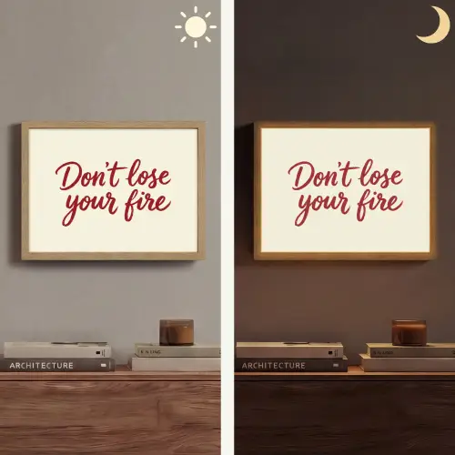 Don't lose your fire - Rood - Wit - Minimalistisch Light Box met batterij (Wandlamp) middel -sfeer3