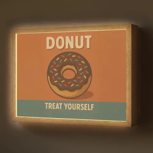 Donut - Spikkels - Kleurrijk - Quote Light Box met batterij (Wandlamp) middel -z3d_website