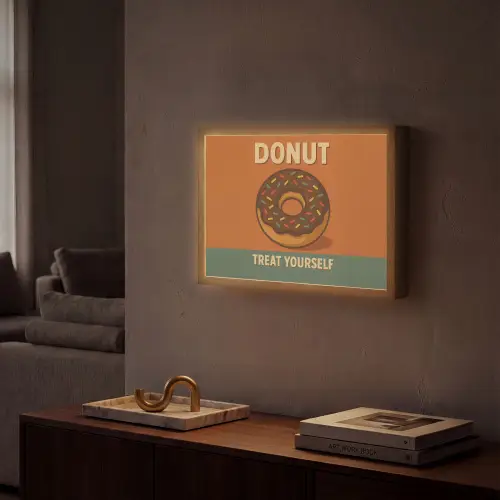 Donut - Spikkels - Kleurrijk - Quote Light Box met batterij (Wandlamp) middel -sfeer1