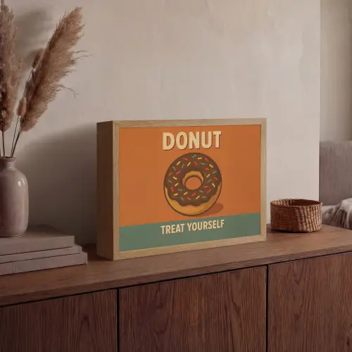 Donut - Spikkels - Kleurrijk - Quote Light Box met batterij (Wandlamp) middel -sfeer2
