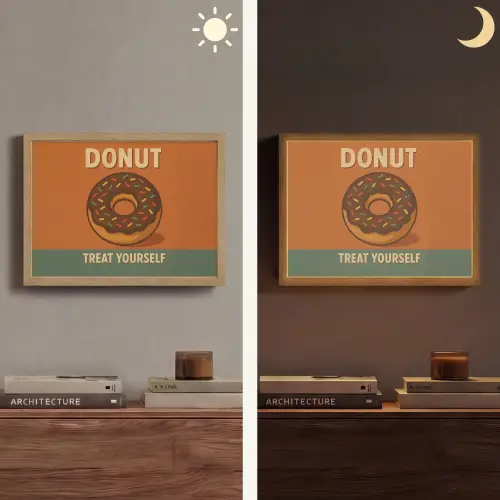 Donut - Spikkels - Kleurrijk - Quote Light Box met batterij (Wandlamp) middel -sfeer3
