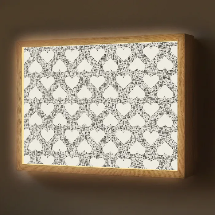 Stippen - Hart - Zwart - Wit Light Box met batterij (Wandlamp) middel 907 -z3d_website