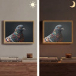 Duif - Bloemen - Zwart Light Box met batterij (Wandlamp) middel -sfeer3