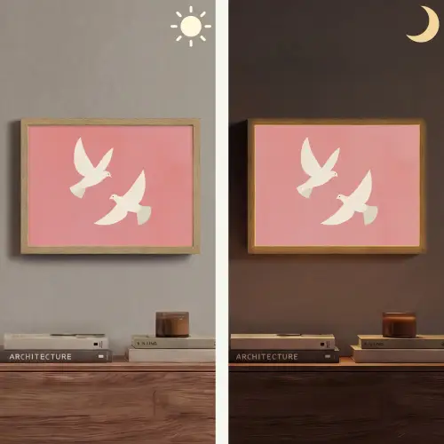 Duiven - Wit - Sierlijk Light Box met batterij (Wandlamp) middel -sfeer3