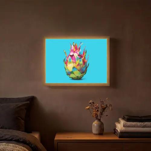 Drakenfruit - Blauw - Levendig Light Box met batterij (Wandlamp) middel -sfeer4