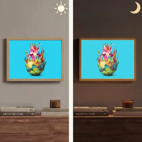 Drakenfruit - Blauw - Levendig Light Box met batterij (Wandlamp) middel -sfeer3