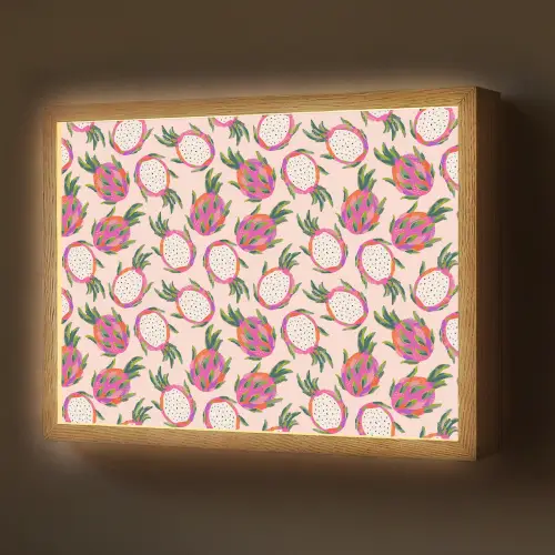 Drakenfruit - Patroon - Roze Light Box met batterij (Wandlamp) middel 907 -z3d_website