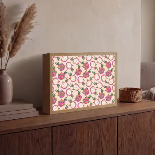 Drakenfruit - Patroon - Roze Light Box met batterij (Wandlamp) middel 907 -sfeer2