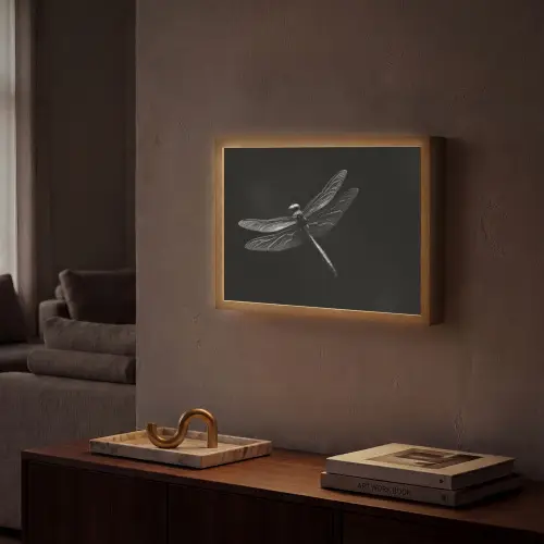 Libelle - Dieren - Zwart - Insect Light Box met batterij (Wandlamp) middel -sfeer1
