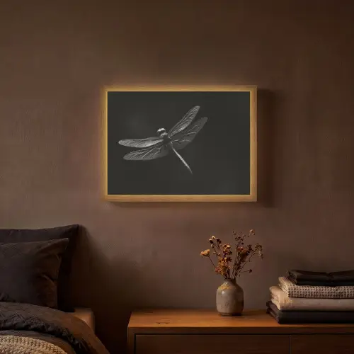 Libelle - Dieren - Zwart - Insect Light Box met batterij (Wandlamp) middel -sfeer4