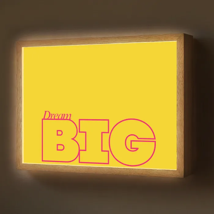 Dream big - Geel - Grafisch Light Box met batterij (Wandlamp) middel -z3d_website