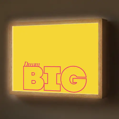 Dream big - Geel - Grafisch Light Box met batterij (Wandlamp) middel -z3d_website