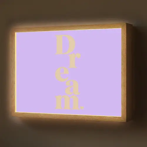 Dream - Paars - Typografisch Light Box met batterij (Wandlamp) middel -z3d_website
