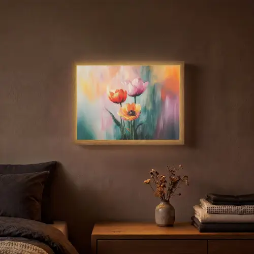 Dromerig - Bloemen - Verfijnde details Light Box met batterij (Wandlamp) middel -sfeer4