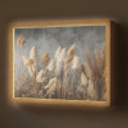 Gedroogde Veldbloemen - Grijs - Beton Light Box met batterij (Wandlamp) middel -z3d_website